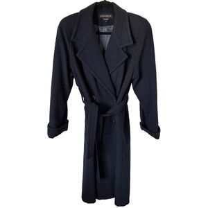 Vintage Donnybrook Wool Coat | Belted Double Breasted Navy Overcoat